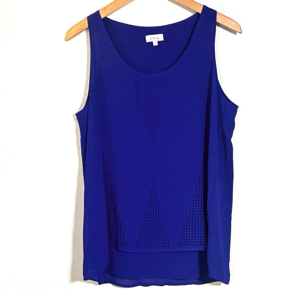 Minimalist Chic Boho Flowy Sleeveless Career Shirt Royal Blue Women’s‎ Medium